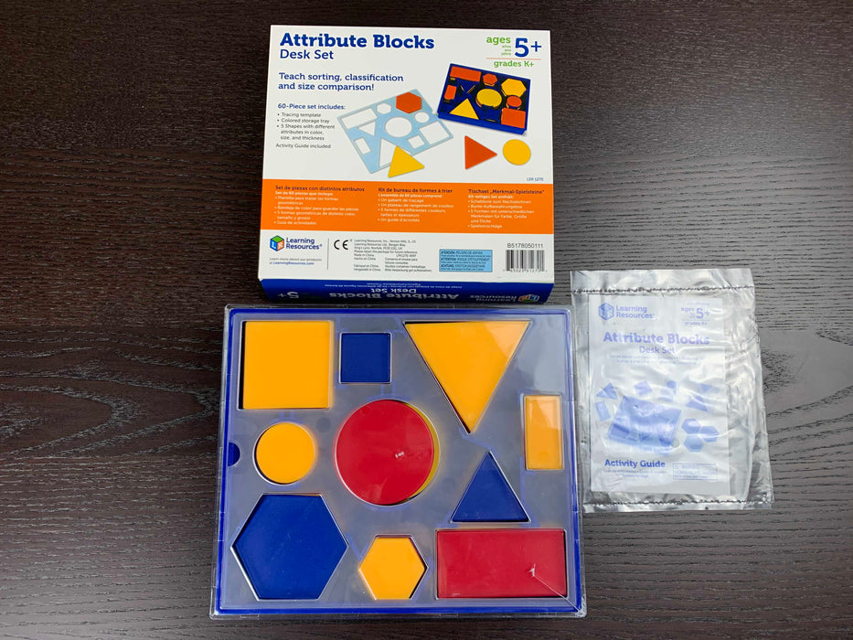 secondhand Learning Resources Attribute Blocks Desk set