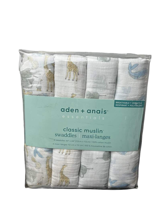 used Aden + Anais Essentials Cotton Muslin Swaddle, 4pk, Natural History