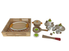 secondhand BUNDLE Wooden Play Food Sets, Hape and Melissa and Doug