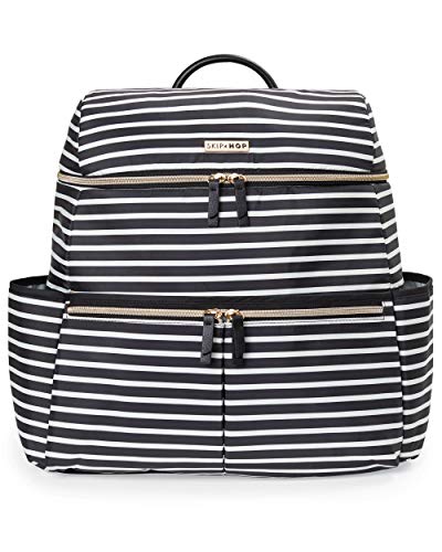 used Skip Hop Flatiron Diaper Bag, Black & White Stripe