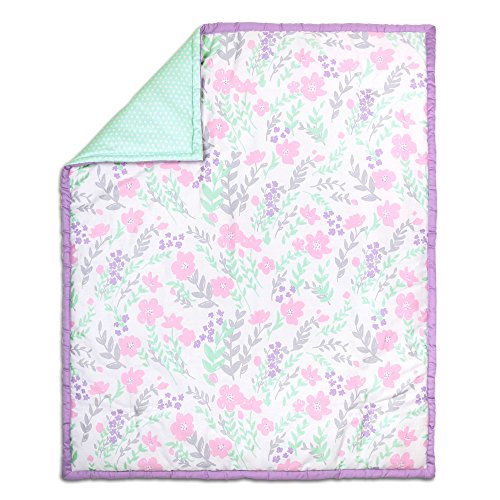 The Peanut Shell Floral Quilt, Purple/Mint