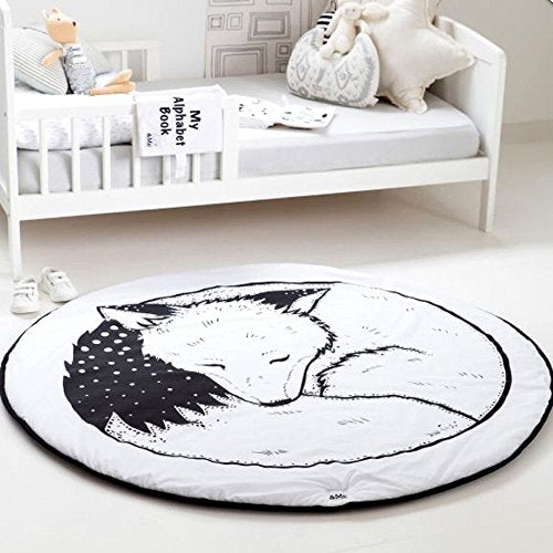 used HILTOW Round Nursery Rug, Baby Fox