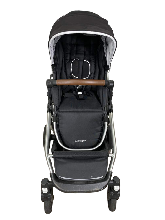 secondhand Mockingbird Single to Double Stroller, 2022, Silver with Penny Leather, Watercolor Drops, Black