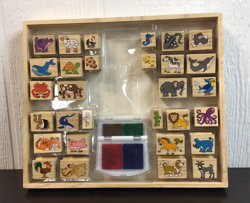 used Melissa & Doug Wooden Stamp Set