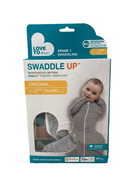 Love To Dream Swaddle UP Original 1.0 Sleep Sack, Newborn, Gray