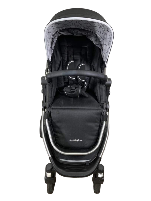 secondhand Mockingbird Single Stroller, 2023, Black, Windowpane, Silver With Black Leather