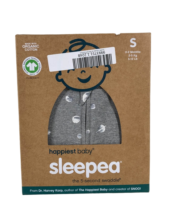 used Happiest Baby Sleepea Swaddle, Small, Graphite Gray Planets