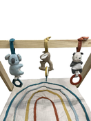 secondhand Itzy Ritzy Wooden Activity Gym Playmat With Hanging Toys