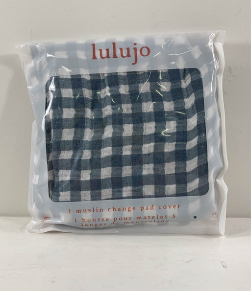 used Lulujo Muslin Change Pad Cover, Navy Gingham