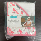 used JJ Cole Hooded Bath Towel Set, Flamingos