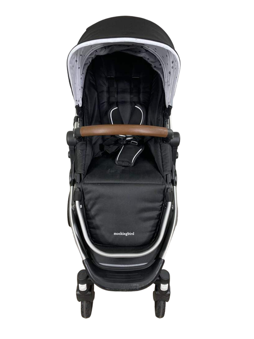 secondhand Mockingbird Single Stroller, 2023, Black, Watercolor Drops, Silver With Penny Leather