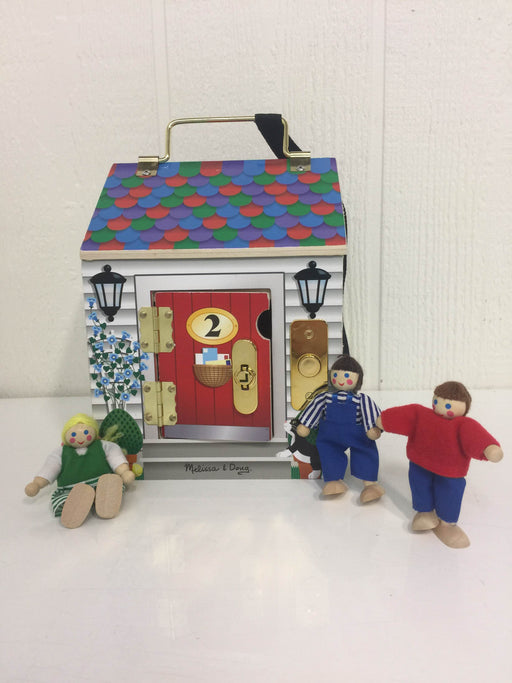 used Melissa & Doug Take-Along Wooden Doorbell Dollhouse