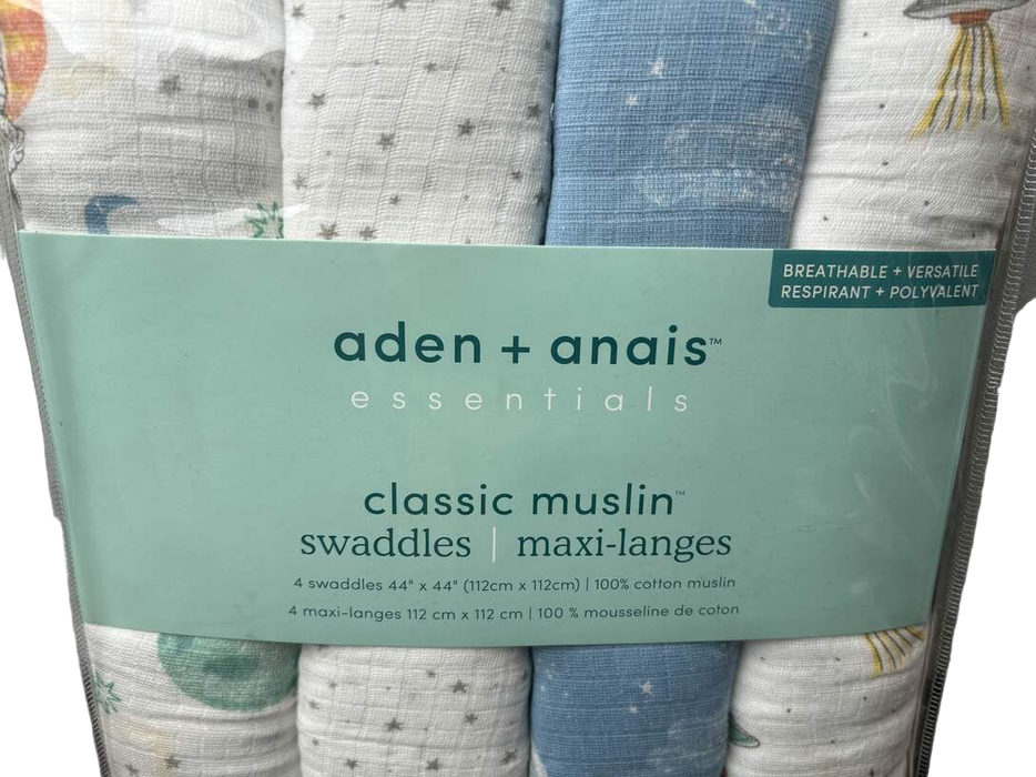 secondhand Aden + Anais Essentials Cotton Muslin Swaddle, 4pk, Space Explorers