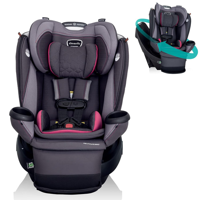 used Evenflo Revolve 360 Extend Rotational Convertible Car Seat, 2022, Rowe Pink