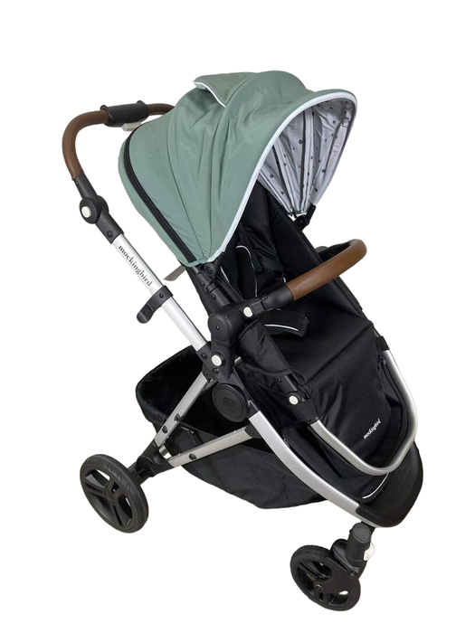 used Mockingbird Single Stroller, 2023, Sage, Watercolor Drops, Silver With Penny Leather