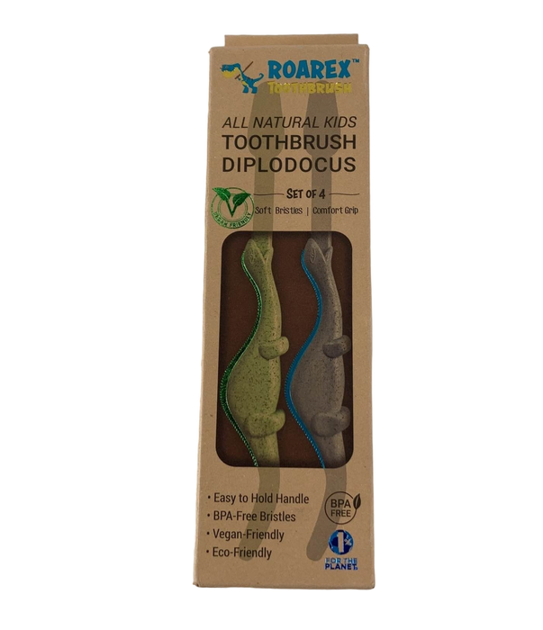 used Roarex All Natural Eco Toothbrush Set, Dino Blue/Green