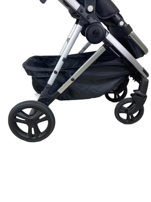 Mockingbird Single Stroller, 2023, Sky, Windowpane, Silver with Penny Leather