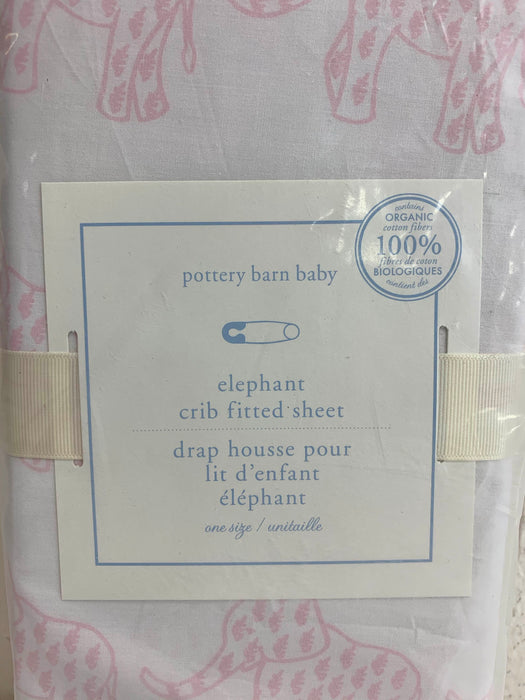 secondhand Pottery Barn Kids Fitted Crib Sheet, Elephant Pink