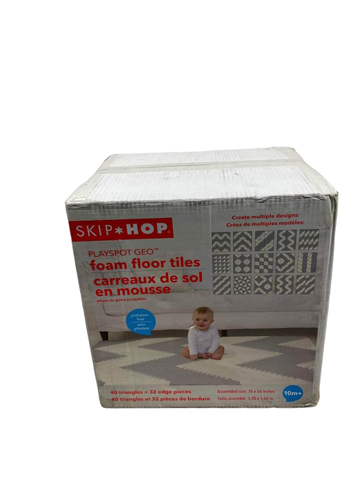 secondhand Skip Hop Interlocking Foam Floor Tiles Playspot, Grey Cream