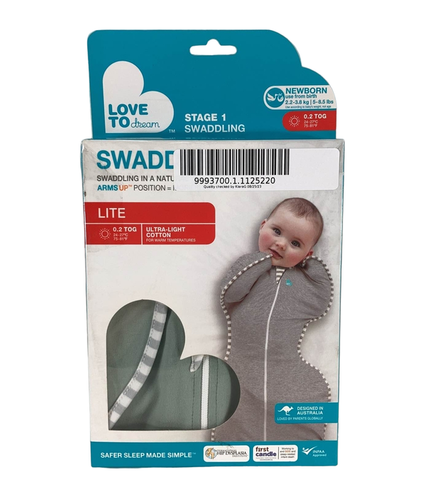 used Love To Dream Swaddle Up Lite 0.2 Sleep Sack, Newborn, Olive