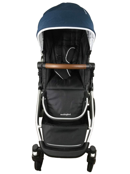 secondhand Mockingbird Single to Double Stroller, 2022, Silver with Penny Leather, Watercolor Drops, Sea