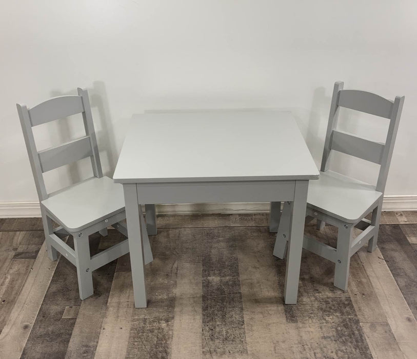 used Melissa & Doug Wooden Table & Chairs, Gray