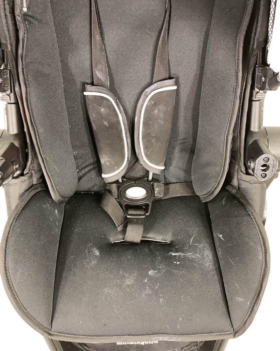 Mockingbird Single to Double Stroller, 2021, Silver with Black Leather, Watercolor Drops, Black