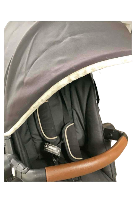 secondhand Mockingbird Double Stroller, Black, 2020, Windowpane, Silver with Brown Leather