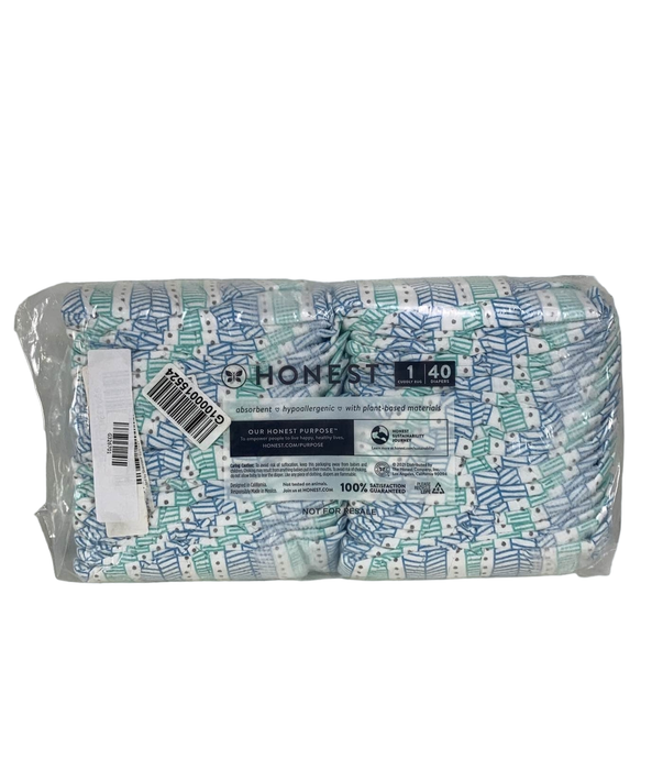 used Honest Company Club Box Diapers, Size 1, 40 Count, Teal Tribal