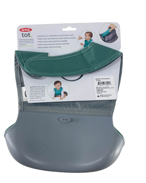 secondhand OXO Tot Roll Up Bibs, 2 Pack, Gray/Sage