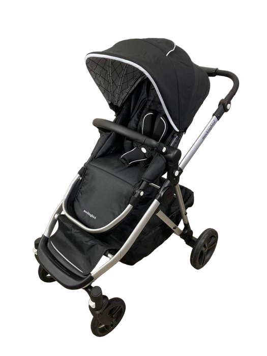 secondhand Mockingbird Single to Double Stroller, 2022, Silver with Black Leather, Windowpane, Black