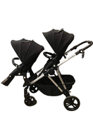 secondhand Mockingbird Single to Double Stroller, 2020, Silver with Black Leather, Watercolor Drops And Windowpane , Black