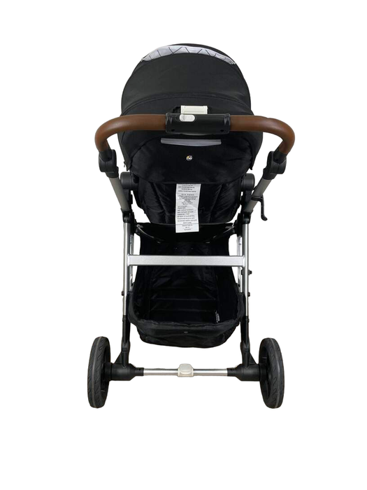 Mockingbird Single Stroller, 2023, Black, Windowpane, Silver With Penny Leather