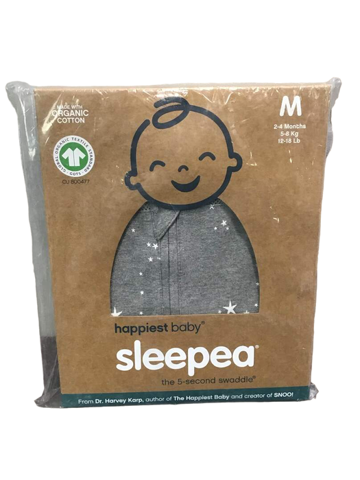 used Happiest Baby Sleepea Swaddle, Medium, Graphite Gray Stars