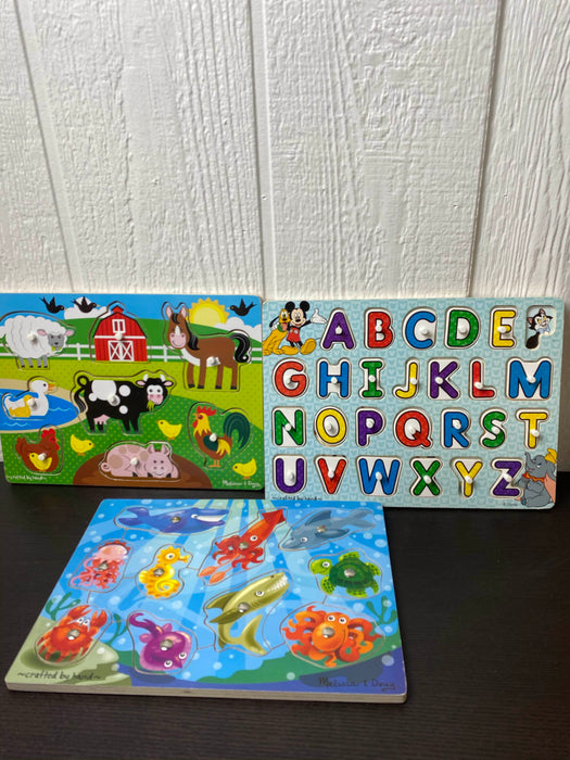 used BUNDLE Melissa & Doug Wooden Puzzles