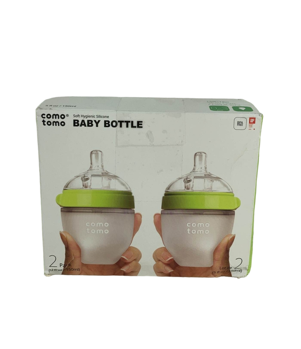 used Comotomo Bottles, 2 Pack, Green, 5oz