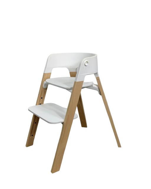 secondhand Stokke Steps High Chair, White Seat Natural Legs