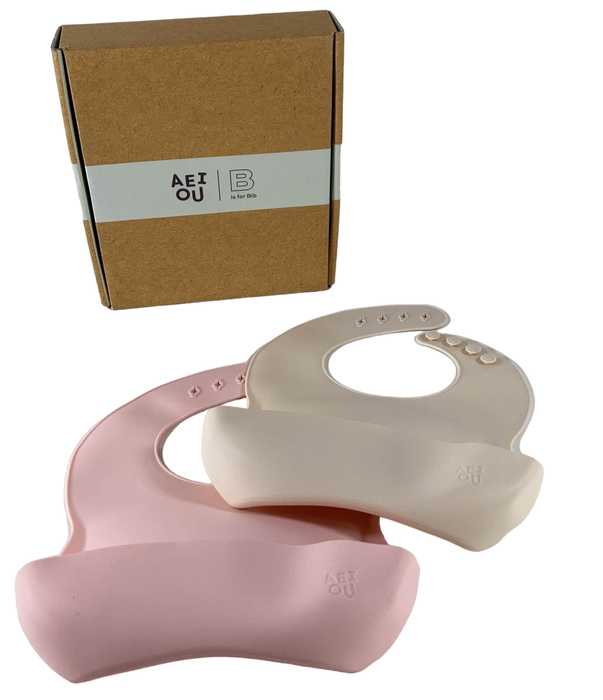 secondhand AEIOU Bib 2pack, Petal/Oat Milk