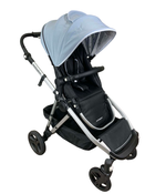 used Mockingbird Single Stroller, 2023, Sky, Watercolor Drops, Silver With Black Leather