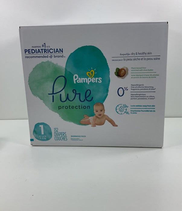 used Pampers Pure Protection Diapers Size 1, 132 Count