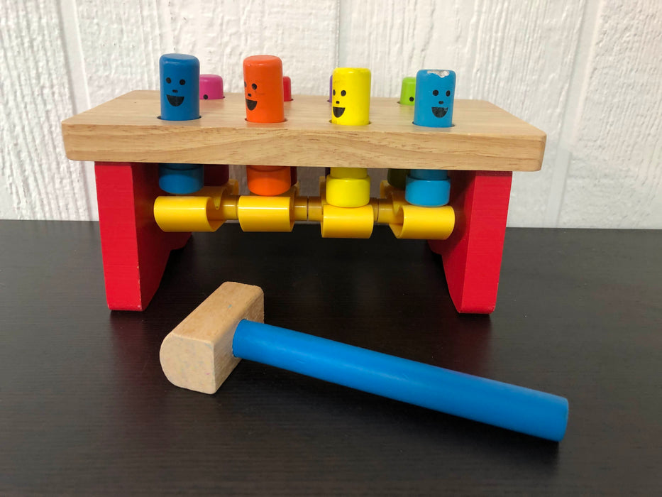 used Melissa & Doug Deluxe Pounding Bench Wooden Toy With Mallet