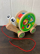 used Hape Walk-A-Long Snail Toddler Wooden Pull Toy