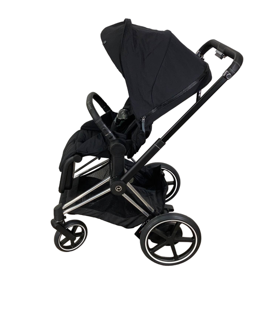 secondhand Cybex E-PRIAM Electric Stroller, 2021, Deep Black, Chrome With Black Details