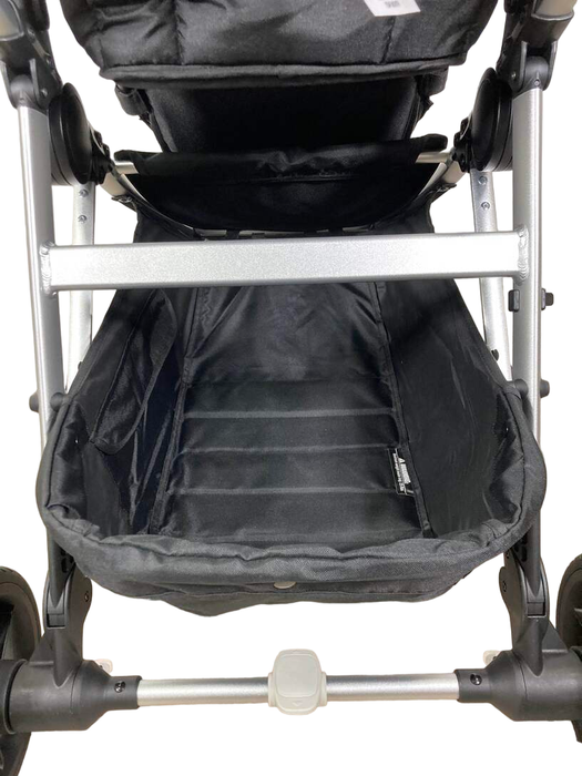 Mockingbird Single Stroller, 2023, Black, Watercolor Drops, Silver With Penny Leather