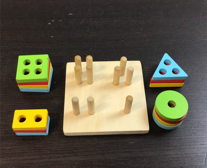 secondhand Wood City Montessori Sorting & Stacking Toy