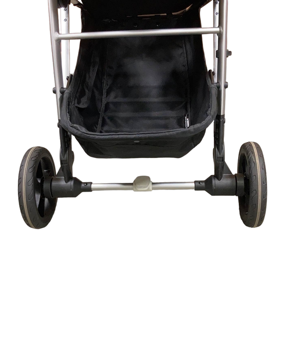 Mockingbird Single Stroller, 2023, Black, Windowpane, Silver With Penny Leather