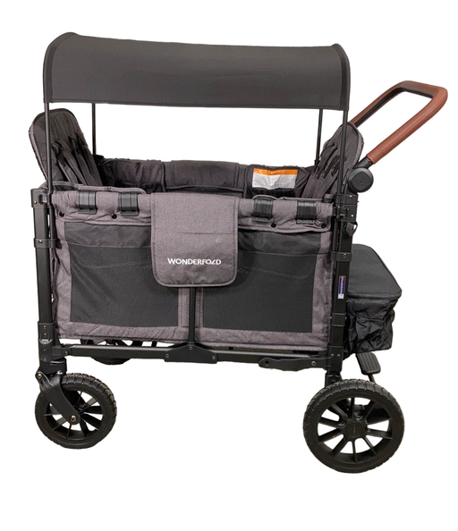 secondhand Wonderfold W4 Luxe Quad Stroller Wagon, Charcoal Grey with Black Frame, 2023