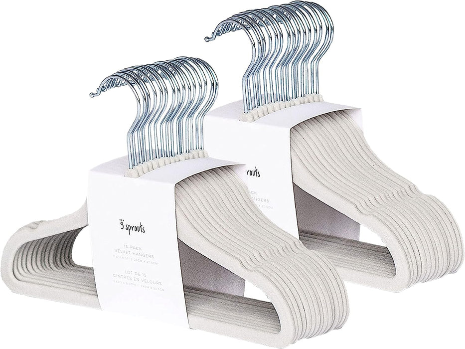 used 3 Sprouts Velvet Baby Hangers 30 Pack, Gray