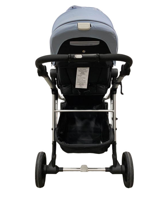 Mockingbird Single to Double Stroller, Watercolor Drops, Sky, Silver with Black Leather, 2022