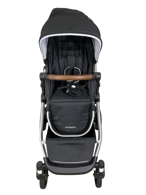 secondhand Mockingbird Single to Double Stroller, 2022, Silver with Penny Leather, Watercolor Drops, Black